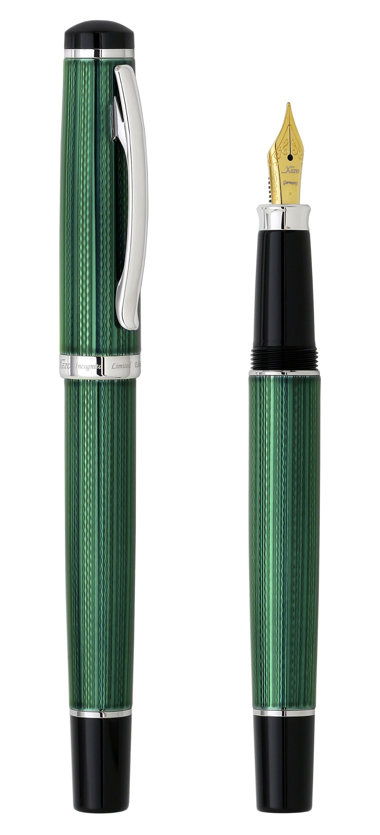 Incognito Diamond-Cut Lacquered Brass Fountain Pen (Medium Nib) - Forest Green