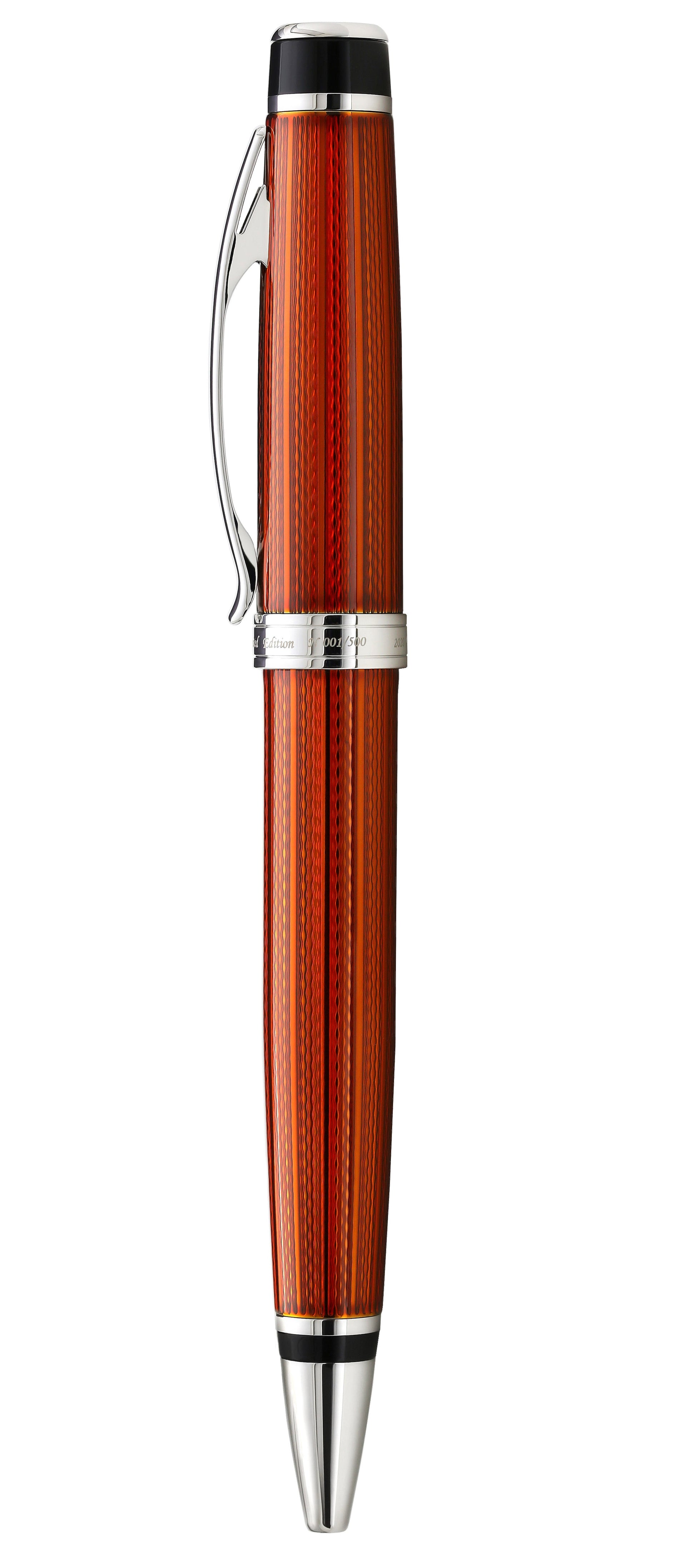 Incognito Diamond-Cut Lacquered Brass Ballpoint Pen - Sunstone Orange