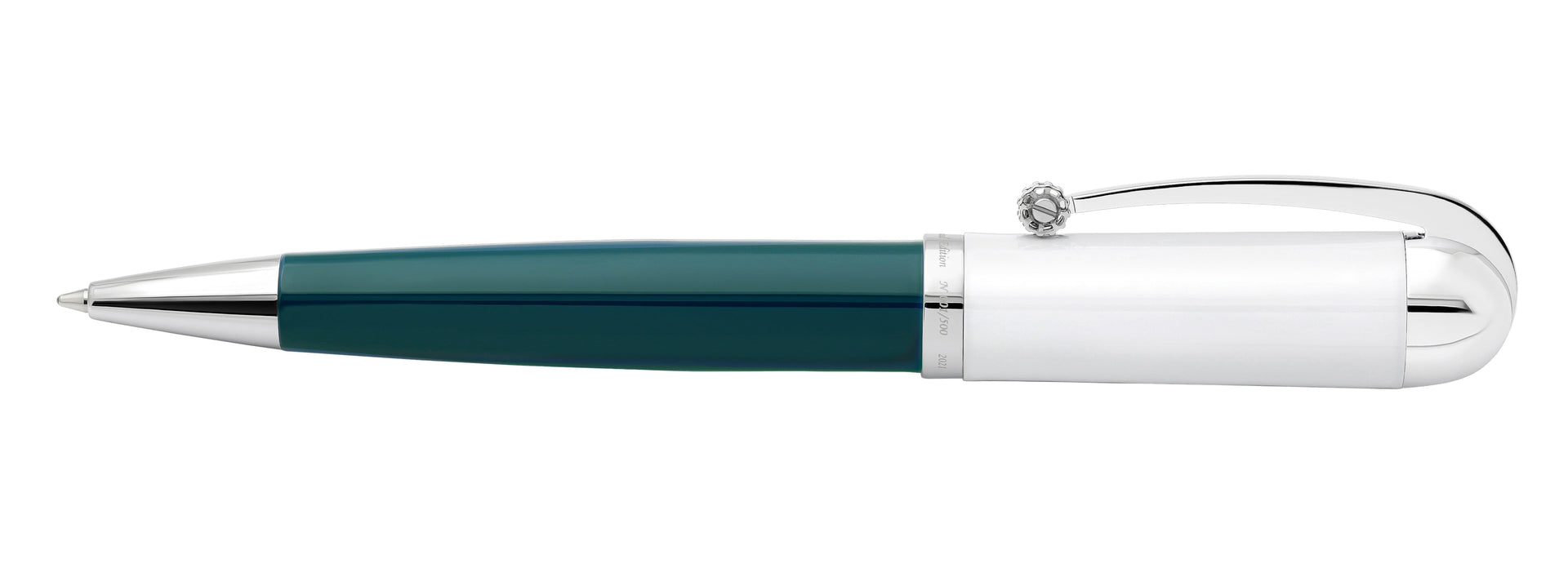 Visionary® Brass & Aluminum Enameled Ballpoint Pen - Teal Green / White