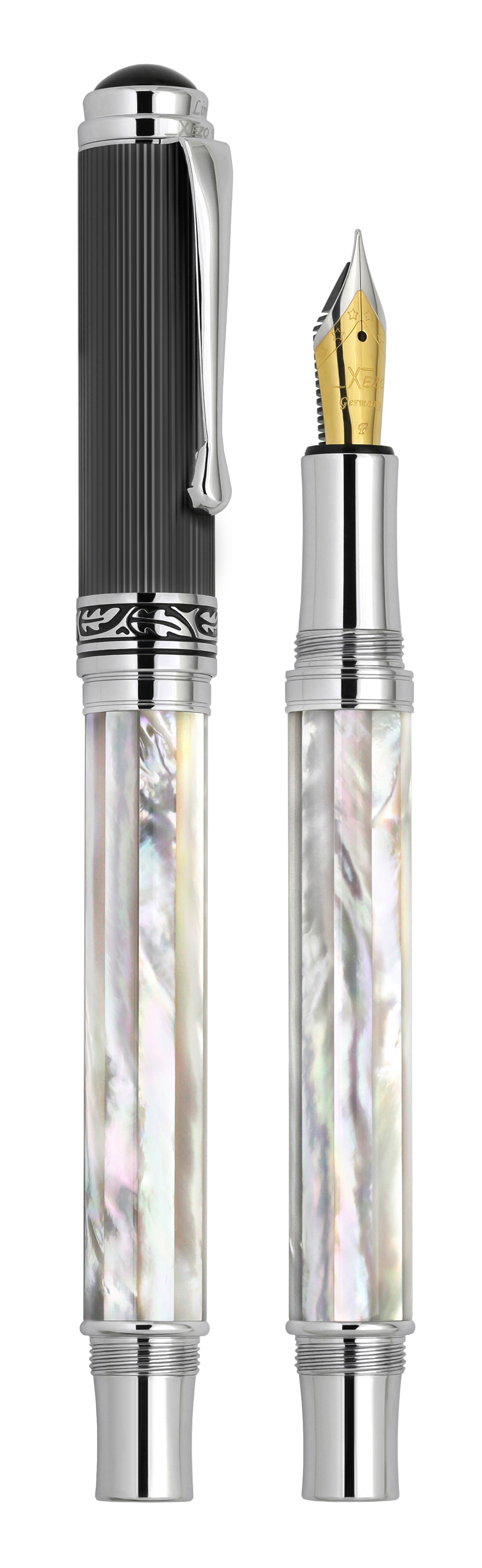 Maestro® Oceanic White Mother of Pearl Fountain Pen (Fine Nib) - DLC (Diamond-Like Coating) PVD Cap