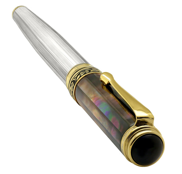 Maestro® 925 Sterling Silver Fountain Pen (Fine Nib) - Tahitian Black Mother of Pearl Cap - Gifts for You 'n Me