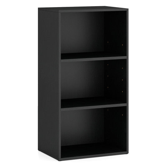 3 Open Shelf Bookcase Modern Storage Display Cabinet-Black