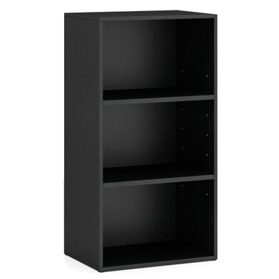 3 Open Shelf Bookcase Modern Storage Display Cabinet-Black