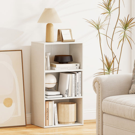 3 Open Shelf Bookcase Modern Storage Display Cabinet-White