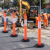 3 Pack Traffic Delineator Posts with Fillable Base for Parking Lots and Construction