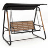 3-Person Porch Swing  Outdoor Swing with Adjustable Canopy-Black