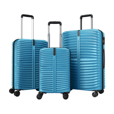 3-Piece 20/24/28 Inch Lightweight Hardside Luggage Set with 8-Spinner Wheels-Blue