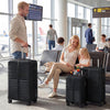 3-Piece 20/24/28 Inch Lightweight Hardside Luggage Set with 8-Spinner Wheels-Black
