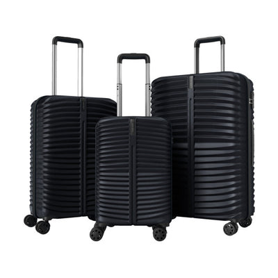 3-Piece 20/24/28 Inch Lightweight Hardside Luggage Set with 8-Spinner Wheels-Black