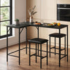 3-Piece Convertible L-Shaped Kitchen Table Chair Set with 2 AC Outlets  USB Port and Type-C Port-Black