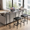 3-Piece Convertible L-Shaped Kitchen Table Chair Set with 2 AC Outlets  USB Port and Type-C Port-Gray