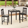 3-Piece Counter-Height Dining Table Set for 2 with Rubber Wood Frame and Footrest-Gray