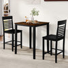 3-Piece Counter-Height Dining Table Set for 2 with Rubber Wood Frame and Footrest-Black