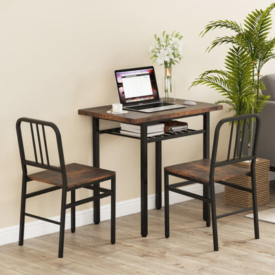 3-Piece Dining Table Set with Rectangular Kitchen Table and 2 Chairs-Rustic Brown