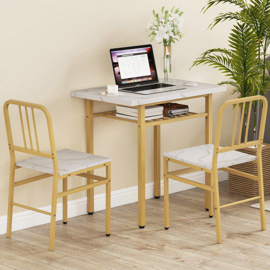 3-Piece Dining Table Set with Rectangular Kitchen Table and 2 Chairs-White