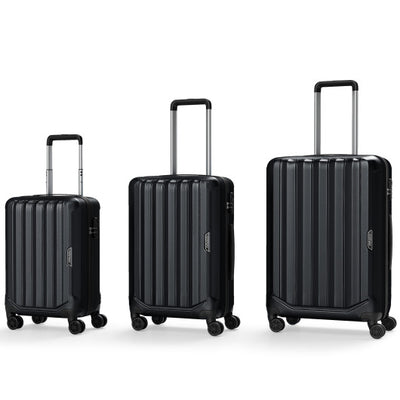 3-Piece Hardside Luggage Set (20/24/28 Inch) Lightweight with 3-Digital Lock-Black