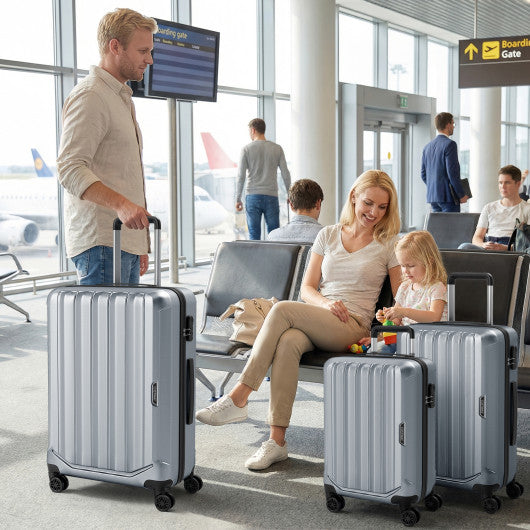 3-Piece Hardside Luggage Set (20/24/28 Inch) Lightweight with 3-Digital Lock-Gray