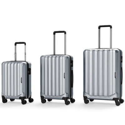 3-Piece Hardside Luggage Set (20/24/28 Inch) Lightweight with 3-Digital Lock-Gray