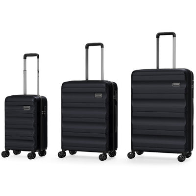 3-Piece Hardside Luggage Set 20/24/28 Inch Lightweight Hardside Suitcases-Black