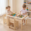 3-Piece Kids Activity Table and Chair Set with Adjustable Height-Natural