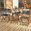 3 Piece Outdoor Folding Patio Bistro Set with Tempered Glass Coffee Table and 2 Patio Chairs