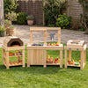 3-Piece Outdoor Kitchen Set Mud Kitchen with Separate BBQ Grill and Pizza Oven-Natural
