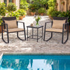 3-Piece Outdoor Rocking Bistro Set with Soft Cushions and Tempered Glass Table-Brown