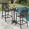 3 Piece Patio Bar Set Outdoor Cast Aluminum Round High Top Table 2 Counter Height Bar Stools