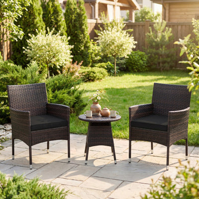 3 Piece Patio Furniture Set Outside Bistro Set for Porch-Black