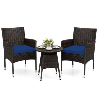 3 Piece Patio Furniture Set Outside Bistro Set for Porch-Navy