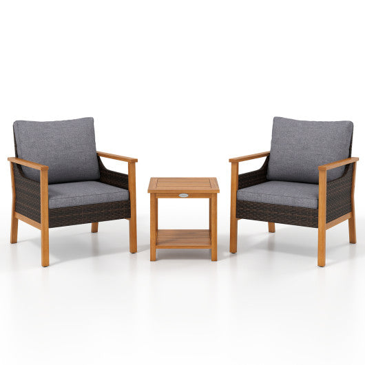 3 Piece Patio Furniture Set-Gray