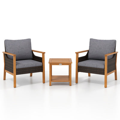 3 Piece Patio Furniture Set-Gray