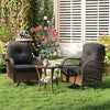 3 Piece Patio Swivel Rocker Set with Tempered Glass Side Table and Thick Cushions-Black