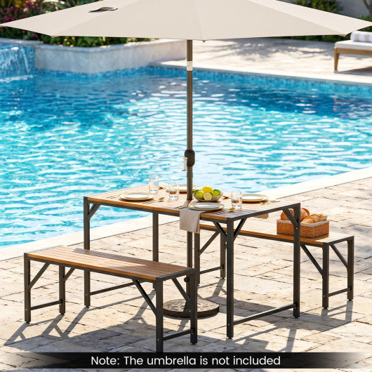 Set of 2 Acacia Wood Outdoor Bench 47.5