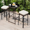 3 Pieces Outdoor Swivel Bar Set PE Rattan Bar Height Table with 2 Chairs-White