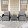 3 Pieces Outdoor Wicker Conversation Set with Tempered Glass Tabletop-Gray