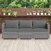 3 Pieces Patio Sectional Sofa Set PE Rattan Modular Couch Furniture Set with Soft Cushions-Gray
