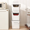 3 Pieces Plastic Storage Bins Stackable with Front Door and Side Handles-White