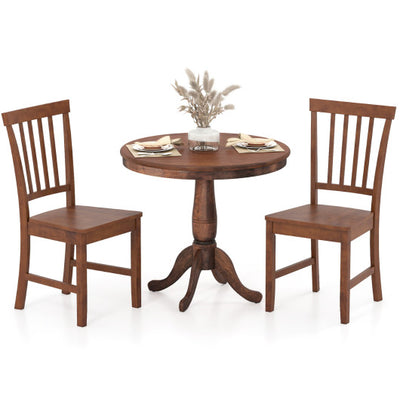 3 Pieces Wooden Dining Table and Chair Set for Cafe Kitchen Living Room
