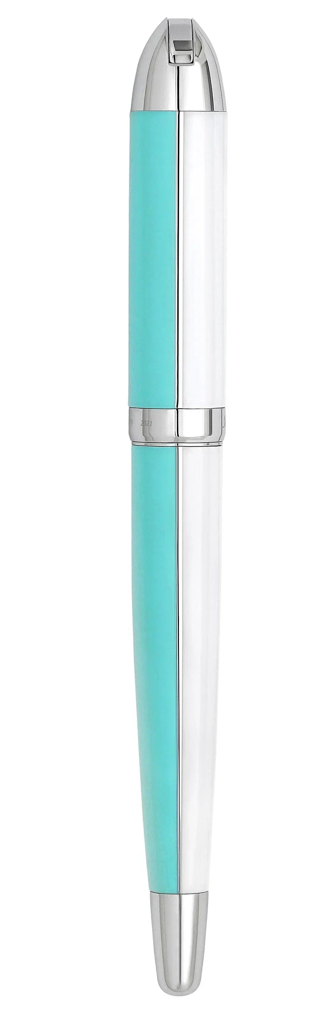 Visionary® Brass & Aluminum Enameled Fountain Pen (Medium Nib) - Sky Blue / White - Gifts for You 'n Me