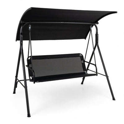 3-Seat Outdoor Patio Swing Chair with Breathable Mesh Fabrics-Black