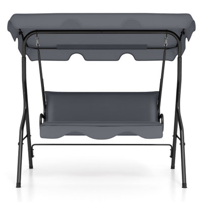 3-Seat Outdoor Patio Canopy Swing with Cushioned Steel Frame-Gray