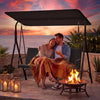 3-Seat Patio Swing Chair with Adjustable Canopy & Removable Cushion-Black