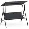 3-Seat Patio Swing Chair with Adjustable Canopy & Removable Cushion-Gray - Gray