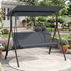 3-Seat Patio Swing Chair with Adjustable Canopy & Removable Cushion-Gray