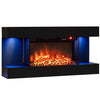 3-Sided Black Wall Mount Electric WiFi Fireplace with Floating Mantel and 12 Flame Ambient-32 inches