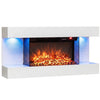 3-Sided  White Wall Mount Electric WiFi Fireplace with Floating Mantel and 12 Flame Ambient Colors-32 inch