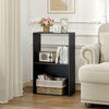 3-Tier Bookshelf with Open Storage Compartment and Freestanding Display Shelf-Black