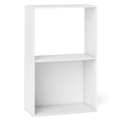 3-Tier Bookshelf with Open Storage Compartment and Freestanding Display Shelf-White