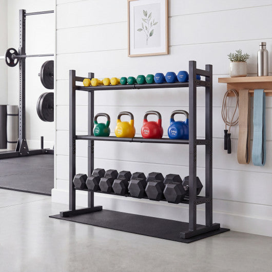 3-Tier Dumbbell Rack 529LB Capacity Heavy-Duty Adjustable Weight Rack Stand-Black